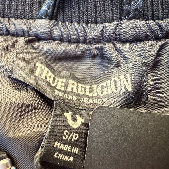 NWT True Religion Vegan Leather Cropped Bomber Jacket - Picture 13 of 14